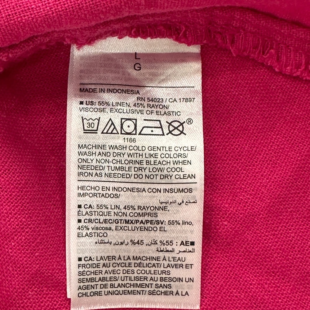 Old Navy Linen Blend Cami Mini Dress Womens Large Pink Smocked Back | Barbiecore - Picture 6 of 8